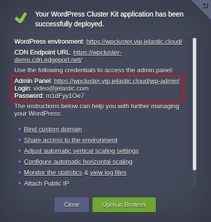 wordpress hosting cluster deployed