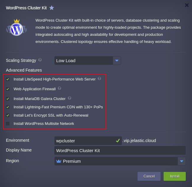 wordpress hosting features