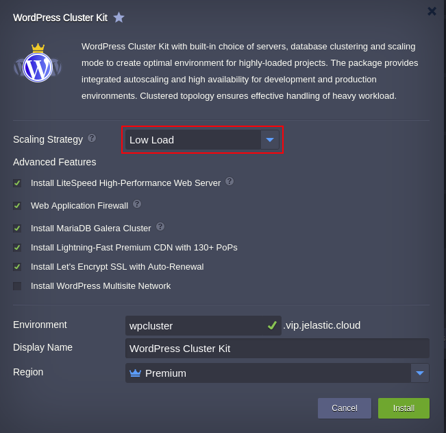 wordpress hosting installation